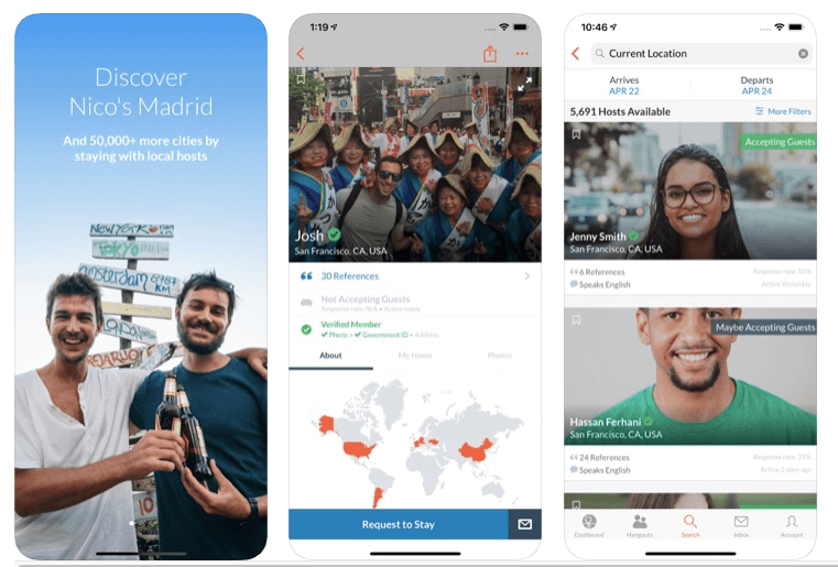 apps de viajes couchsurfing para alojamiento